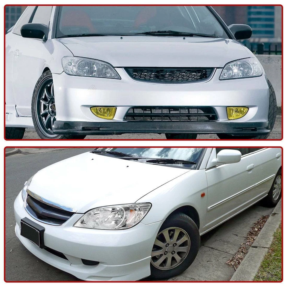 Chrome Headlights Amber Corner Lamps Pair for 2004-2005 Honda Civic 2/4 Door - Image 2 of 4