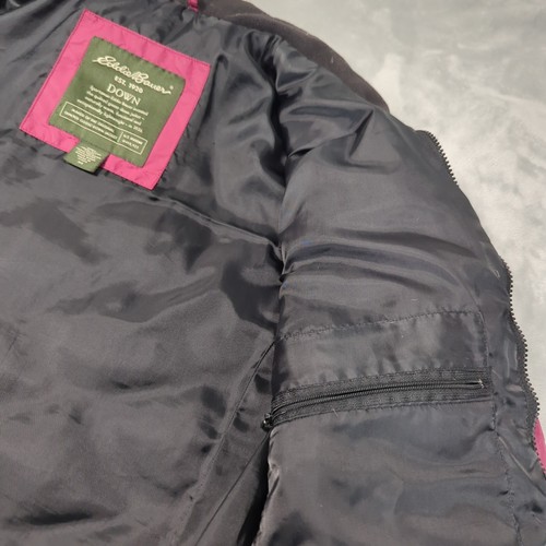 Eddie Bauer Jacket Womens Medium Dark Pink Goose Down Puffer Adjustable Hem - Picture 10 of 16
