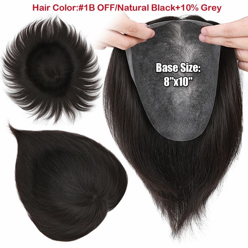 Herren Topper Toupet Clip Haarteil Top 100% Echt Remy Echthaar kurze Männerperücken - Bild 16 von 62