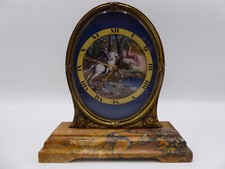 Uhr auf Marmorsockel Emailienmalerei ca 1920