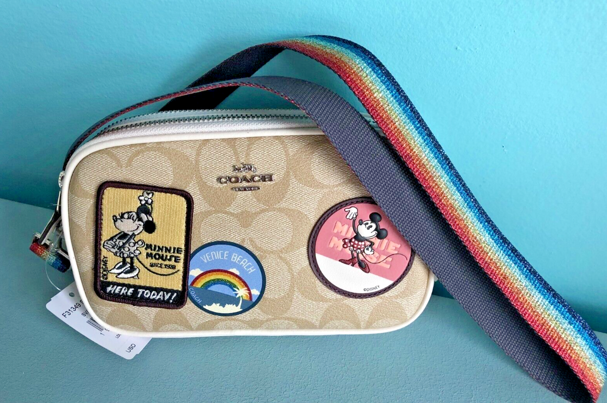 Coach DISNEY Double Zip Crossbody Bag w/ Minnie Mouse Patches 