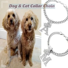 Initial Letter Cuban Chain Dog Chain Pet Collar Chain Pet, Cat, Puppy Necklace