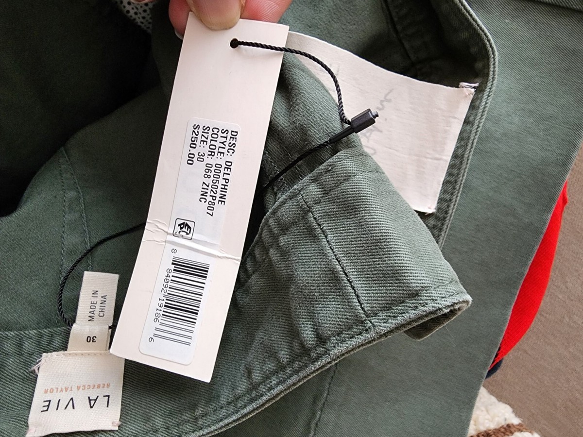 nwt LA VIE Rebecca Taylor Delphine PANTS wide leg UTILITY OLIVE