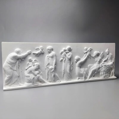 Handcrafted Ancient Greek Relief Panel Sculpture, Classic Roman Statue Decor