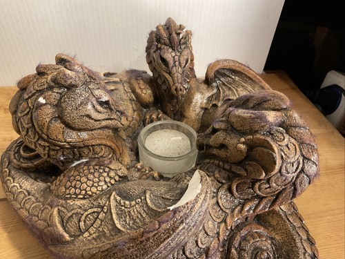 2003 Windstone Editions Trio Of Dragons Candle Lamp Melody Pena Stone Color Pena - Picture 3 of 12