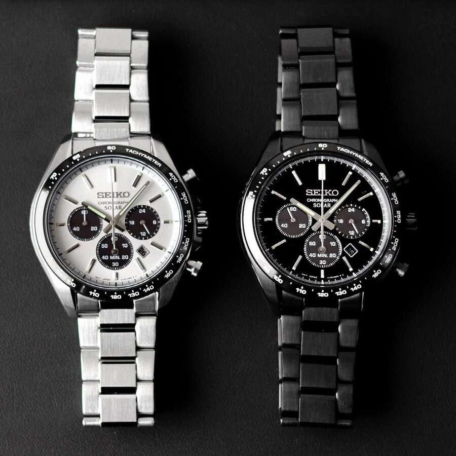 SEIKO Selection SBPY165 Solar Panda Chronograph Men's Watch White