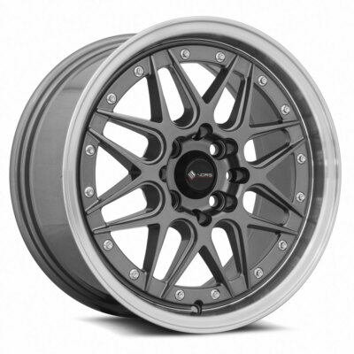 16x7 Vors VR7 4x100,4x114.3 +38 Gun Metal Machine Chrome Rivet Wheels (Set of 4)