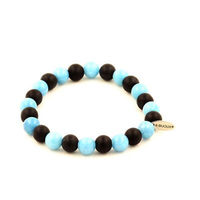 MOO&LEE Bracciale Con Perline E Croce – 8 Mm, Elastico, Unisex, Lunghezza 17,8 Cm – Con Sacchetto Regalo In Velluto