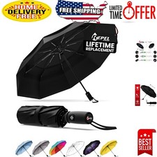 Travel-Ready Windproof Umbrella with UV Protection - Durable  Easy to Use