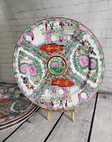 Chinese Rose Medallion Ch'ien Lung - (Seal Form) 10" Dinner Plates 4 Pc.
