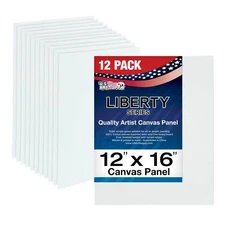 Blank Cotton Canvas Panels 12"x16" 12 PK Mounted Art Boards Paint Supplies Craft