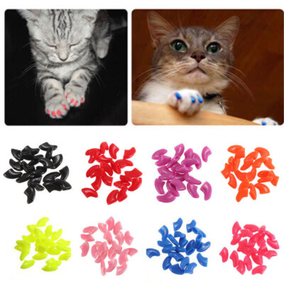 20pcs Silicone Cat Nail Caps Tips Colorful Soft Paws Covers for Pet Kitty  Claws☾