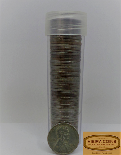 Roll of 50 Lincoln Steel Cent, Average Circulated, 1943 Full Date -B511