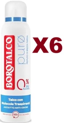 6PCS BOROTHALCO PURE DEODORANT SPRAY 150ML