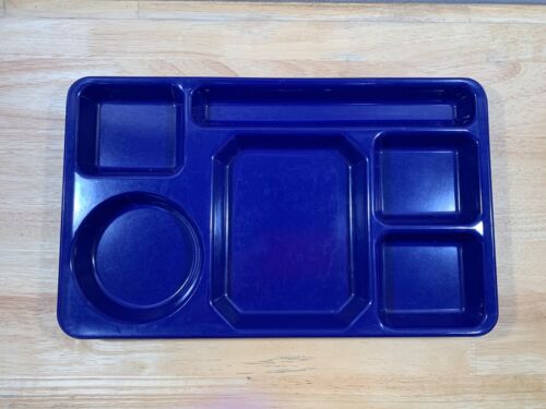 Set of 4 Cafeteria School Lunch Trays Blue Divided by Plas-tique PTP-6 - Picture 2 of 4