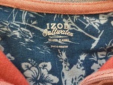 Izod Mens Sweater Large Peach Pullover 1/4 Zip Saltwater Relaxed Classic Logo