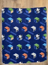 Minecraft Travel Blanket Throw Mojang  40X50 Dark Blue Create Survive Explore