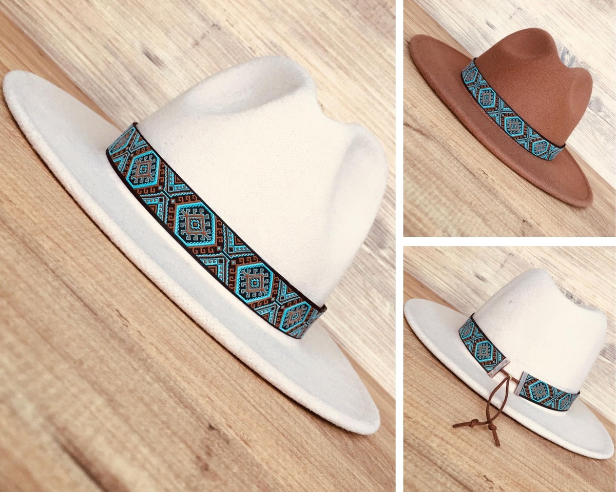 Turquoise, Brown and Black Western Style Hat Band, Cowboy 