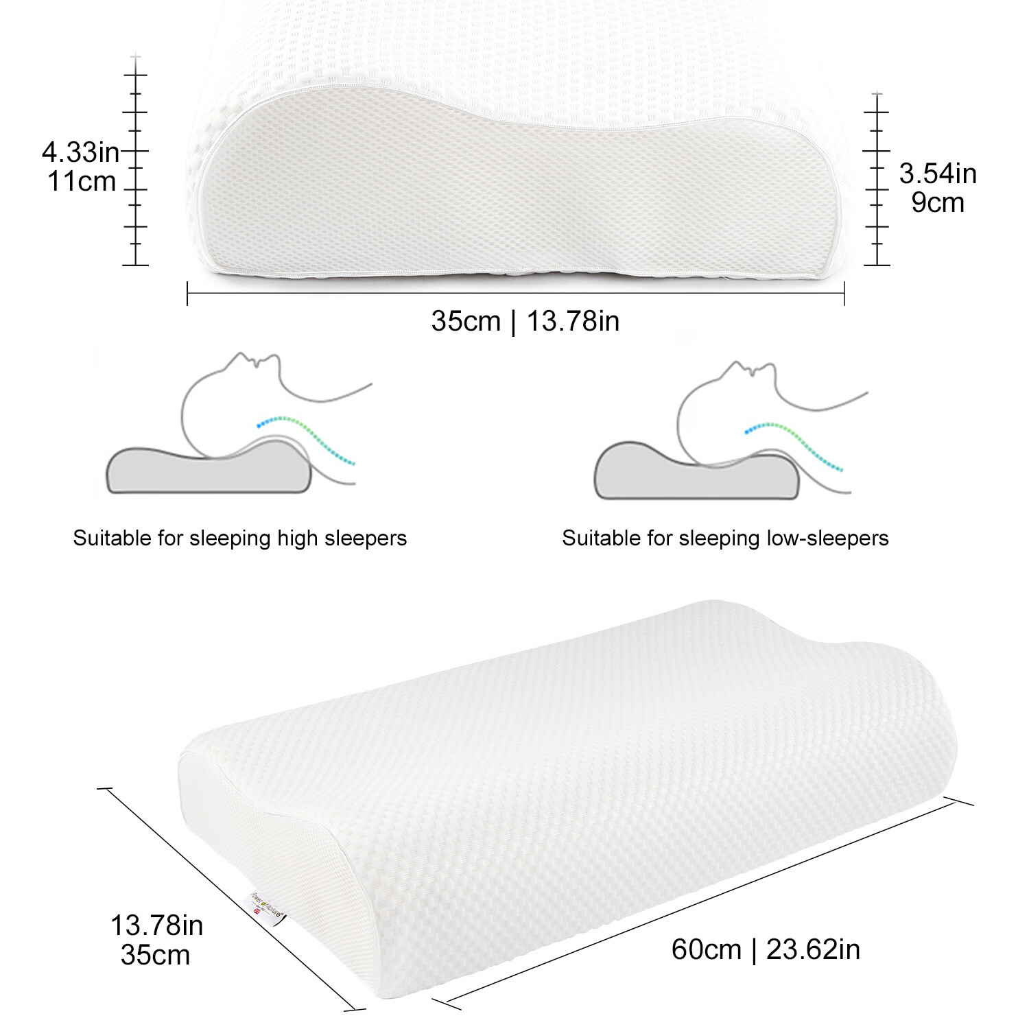 Power Of Nature Memory Foam Neck Support Pillow Ergonomic W Bamboo Fiber Cover Ebay