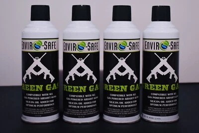 ENVIROSAFE-REFRIGERANTS Green Gas, Law Enforcement Military Approved, Airsoft, 4 cans