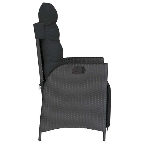 Reclining Garden Chair with Footrest Black Poly Rattan N7J4 - Picture 5 of 11