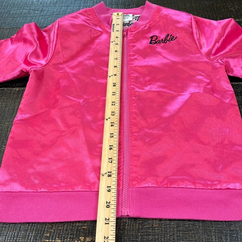 Barbie Satin Varsity Pink Zip Full Lenght Sleeves Jacket Kids Size L - Picture 6 of 8