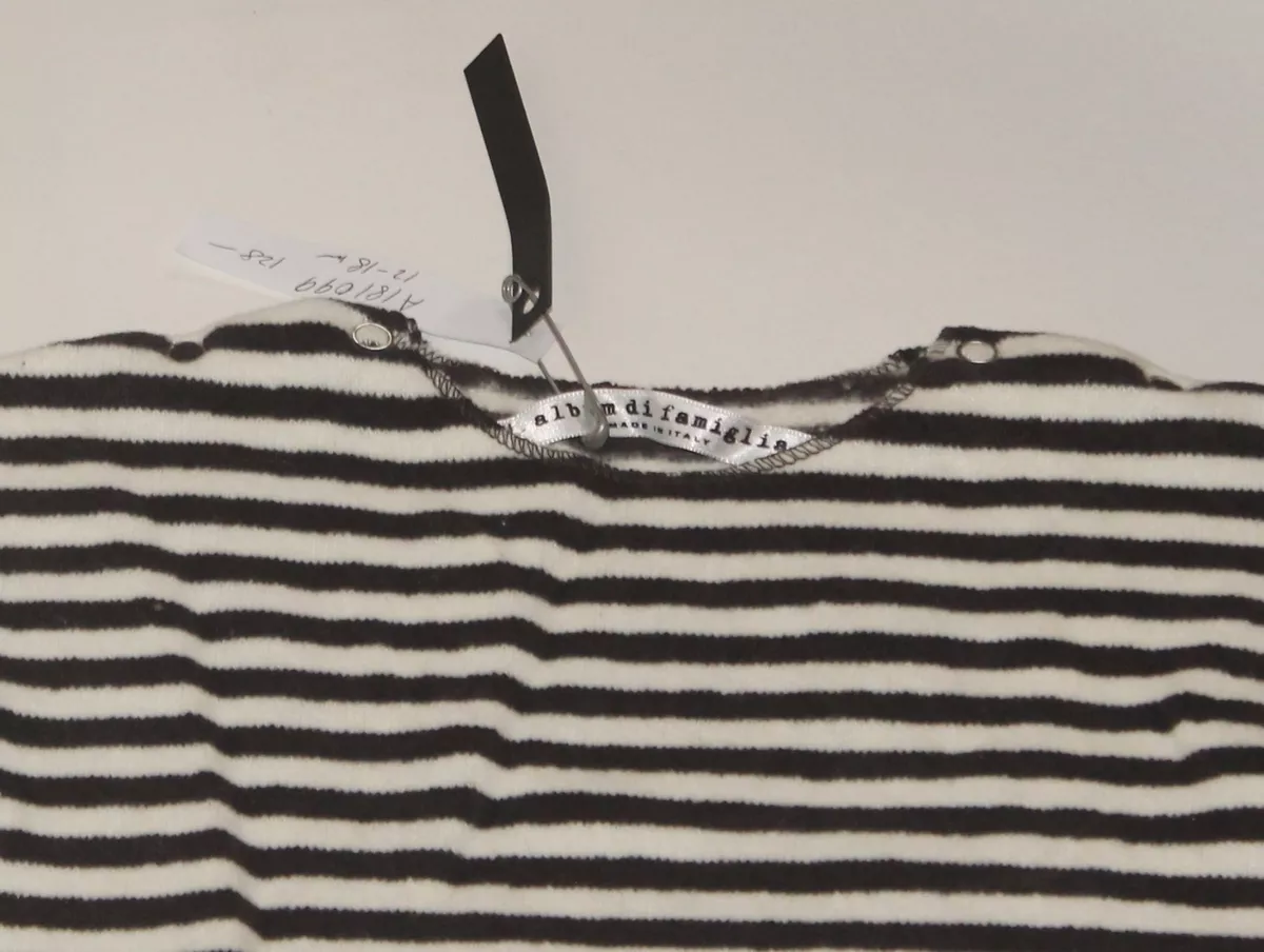 ALBUM DI FAMIGLIA Baby One Piece Striped Suit Off-White Italy 12-18 m NEW w/Tags