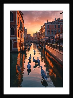Gerahmtes Wandbild Poster Leinwanddruck Bild dramatische Kanäle Venedig