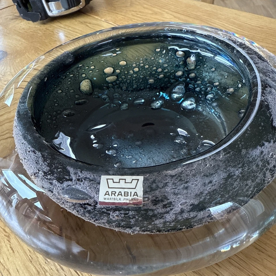 Heikki Orvola Nuutajarvi Notsjo Heavy Volcano Glass Dish Bowl Finland Vintage - Image 4 of 4