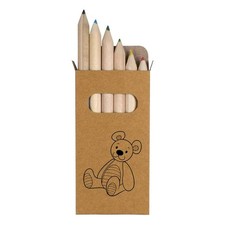 6 x 'Teddy' Short 85mm Pencils / Coloured Pencil Set PE00003187 