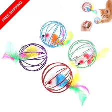 Interactive Cat Toy Mouse Ball Cage Random Color Kitten Play Toy