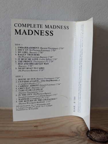 Madness - Complete Madness 1984 ITALIAN ISSUE Stiff Records ~ STK/71004 Cassette - Picture 5 of 5