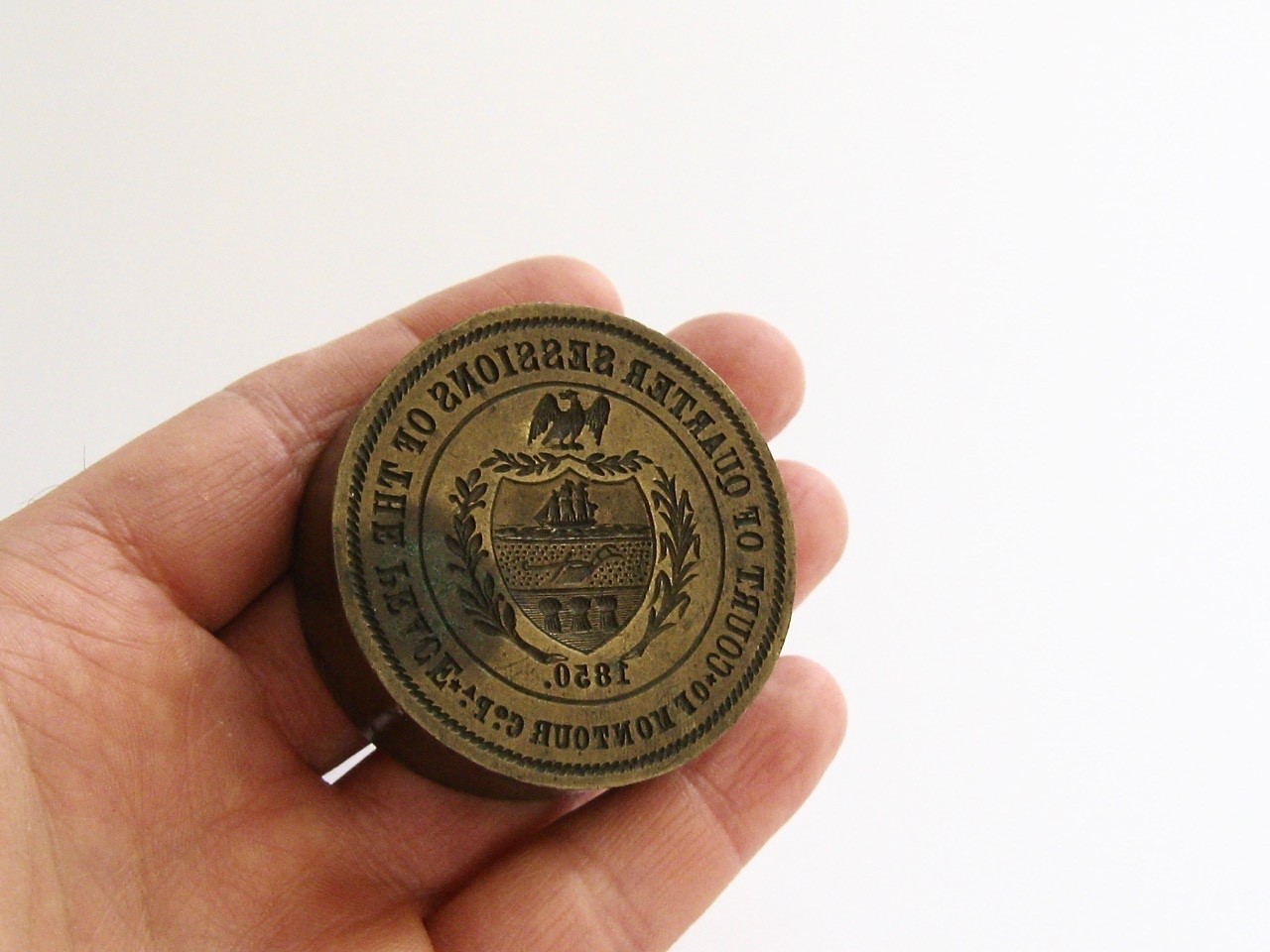 SUPERB AND RARE  1850  Antique COURT of MONTOUR COUNTY PA Wax Seal Sceau Peseau!