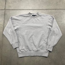 VANS Men Small Gray Loose Fit Crewneck Sweatshirt Logo Patch Pullover