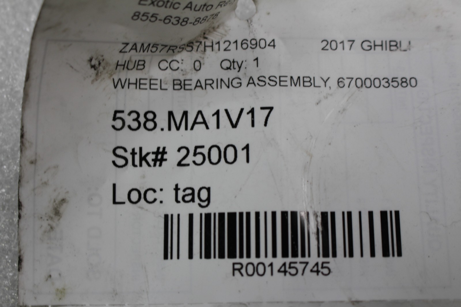 Maserati Ghibli, Quattroporte, Front Wheel Hub, Used, P/N 670003580