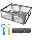 Baby Playpen – Extra Large Play Yard for Toddlers, 150*180cm, Gray 