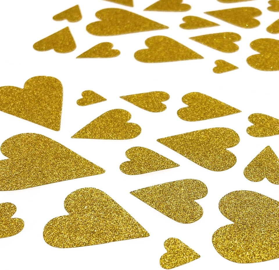 42 Glitzer Herz Sticker Gold Scrapbooking Liebe Geburtstag Valentinstag - Bild 3 von 4