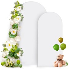 White Arch Backdrop Cover Set 7.2 ft, 6 ft, 2 Sided Stretchy Spandex Fitted B...