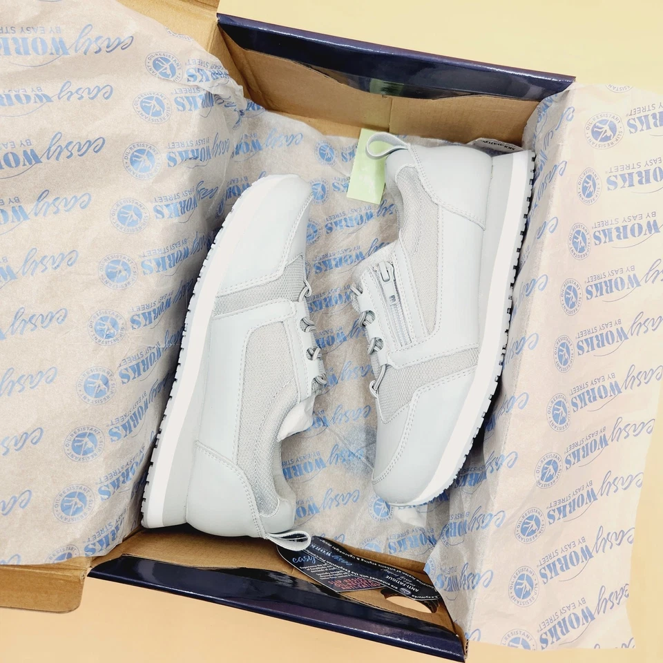 Tênis Oxford Feminino Easy Street Couro Cinza McKinley Resistente ao Deslizamento Tamanho 5.5M - Imagem 2 de 4