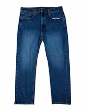 LEVI  S 505 MENS regular fit STRAIGHT LEG JEANS MED/DARK WASH size 36x30 EUC
