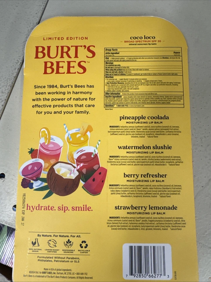 Pack de 10 bálsamos labiales inspirados en bebidas Burt’s Bees edición limitada Foto 2 de 2