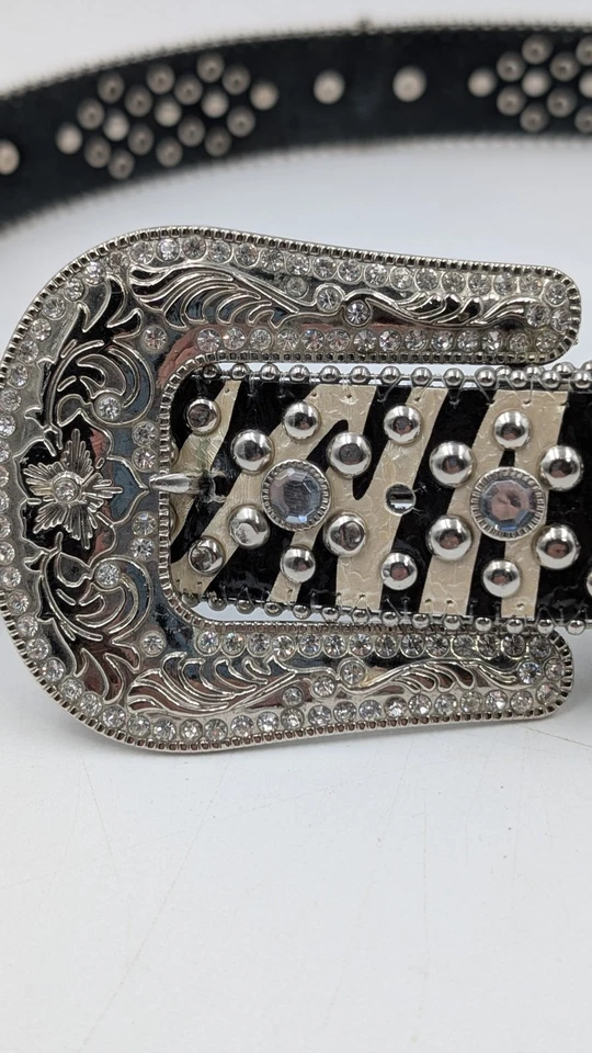 Cinto feminino Montana West ocidental strass cowgirl estampa zebra tamanho 36 genuíno - Imagem 2 de 4
