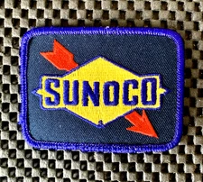SUNOCO GAS OIL DARK BLUE EMBROIDERED SEW ON PATCH PETROLIANA 3" x 2 1/4"