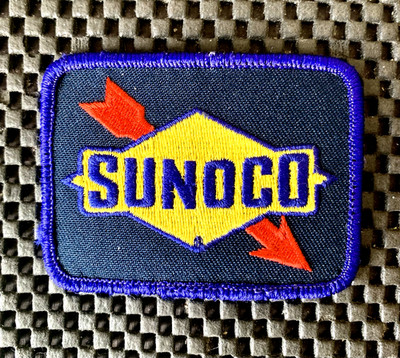 SUNOCO GAS OIL DARK BLUE EMBROIDERED SEW ON PATCH PETROLIANA 3'' x 2 1/4''