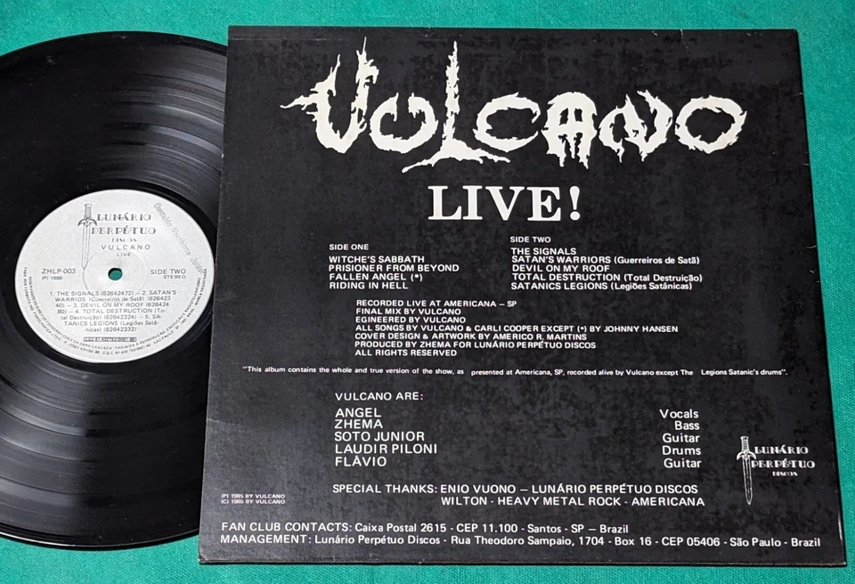 Vulcano - Live BRAZIL 1st PRESS 1985 Lunario Perpetuo Records - Image 3 of 3