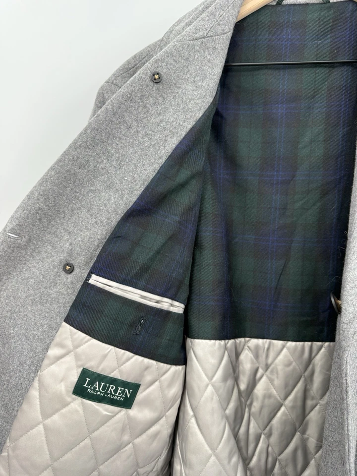 Ralph Lauren Coat Mens 46R Grey Wool Blend Overcoat Double Breasted Peacoat NEW - Image 2 of 4