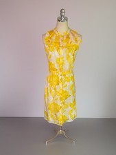 Banana Republic Floral Yellow White Ruffle Dress Feminine Spring Summer  Size 8