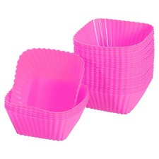 36Pcs Silicone Cupcake Baking Cups 2.8" Square Muffins Liners Rose Red