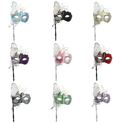 Fashionable Butterfly Themed Face Covering Handheld Face Mask Costume Accessory