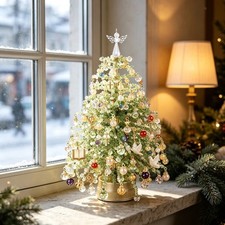 DIY Beaded Christmas Tree Craft Kit with LED Lights Tabletop Ornament Decor Set